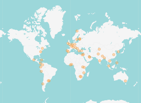 World map of GW4 AMR symposium 2020 registrants