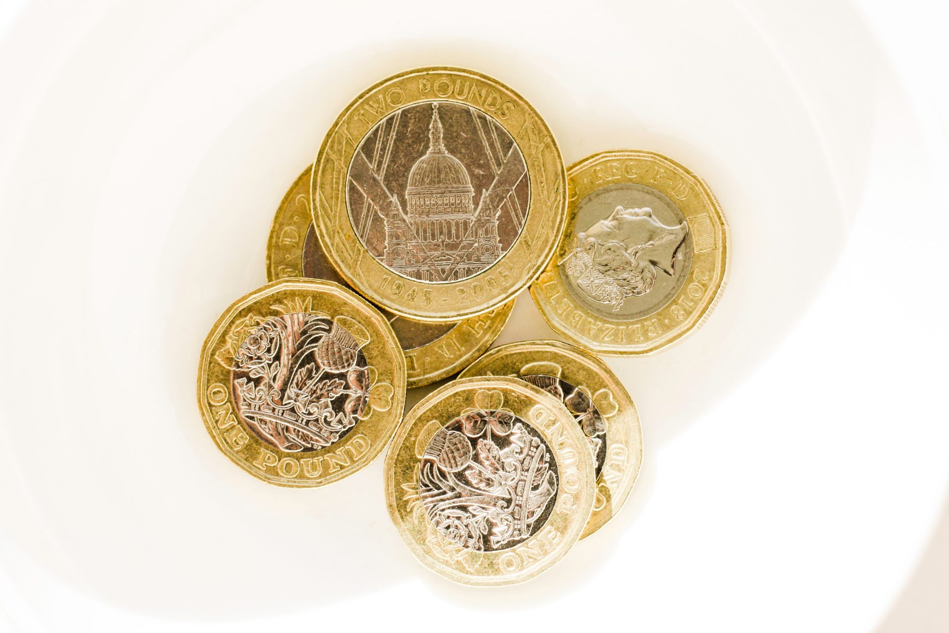 One pound and two pound coins