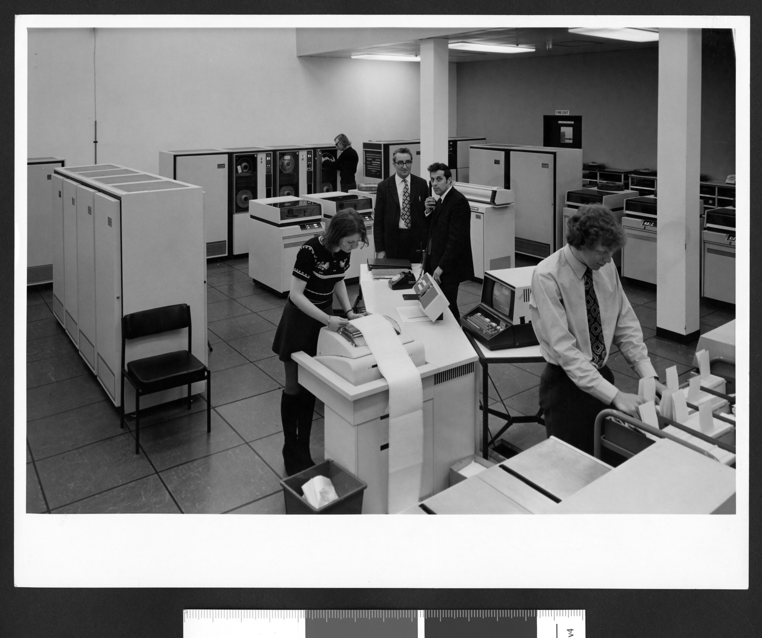 Students using the ICL System 4-50 computer [1], late 1960s