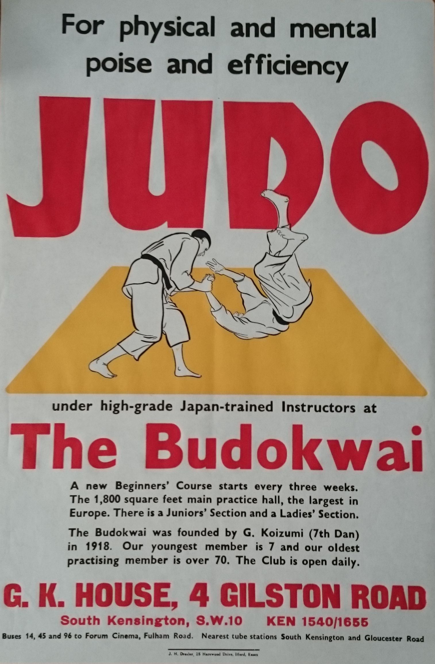 Poster entitled ‘For Physical and Mental Poise and Efficiency: Judo’