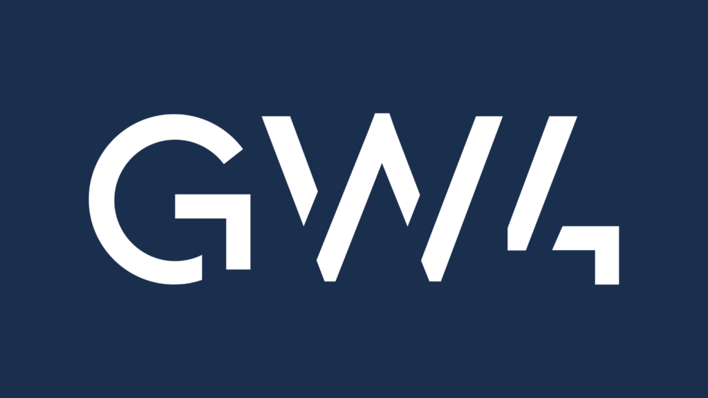 GW4 Alliance Logo - White Logo on Navy Blue Background