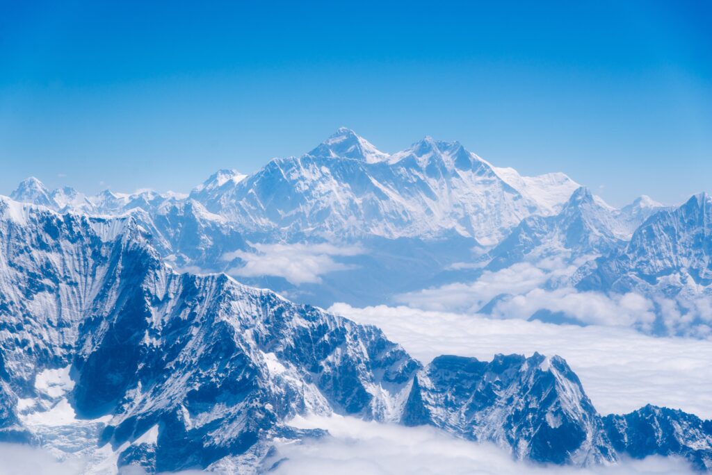 A view of Sagarmatha, Chomolungma, Mount Everest.