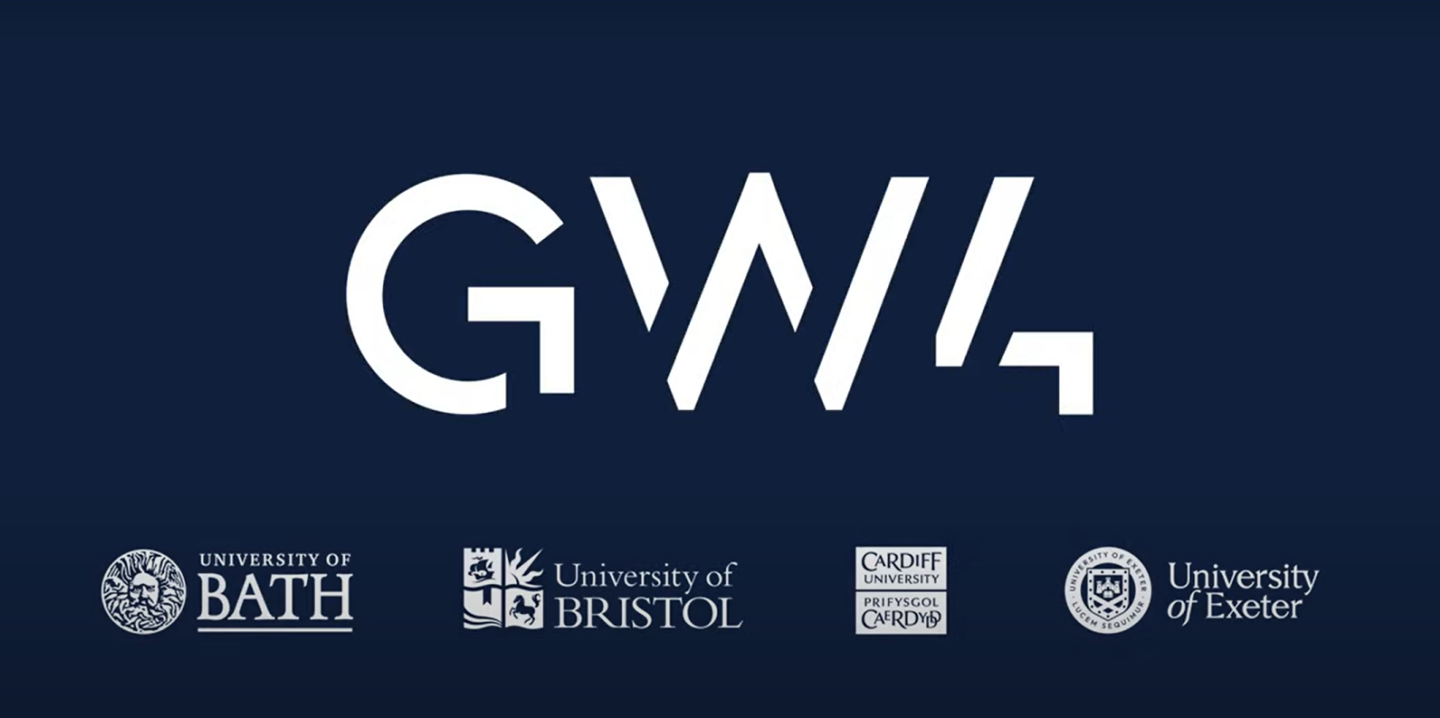 The image shows the GW4 logos and the logos of the universities of Bath, Bristol, Cardiff and Exeter